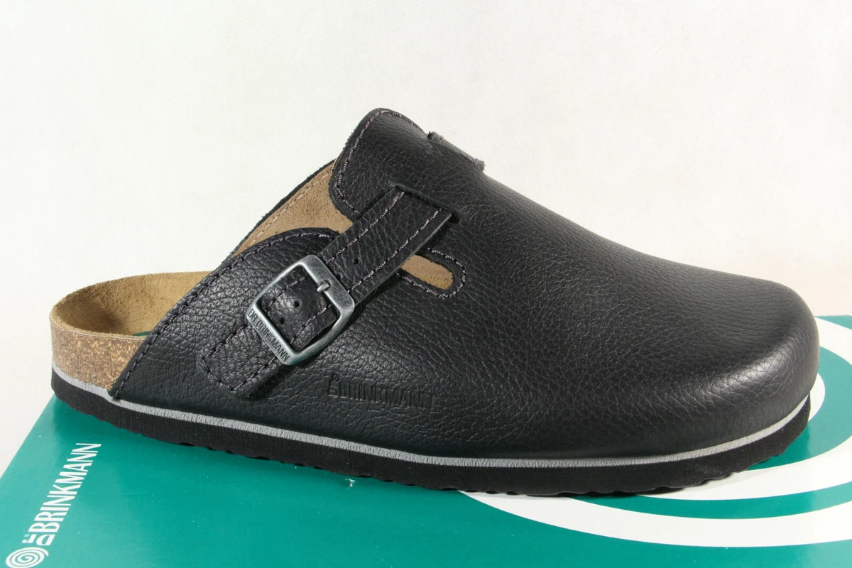 Dr. Brinkmann Herren Clogs Pantoletten Pantolette Pantoffel schwarz Leder