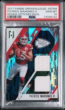 2017 Panini Unparalleled RC Dual Patch Wind Chimes Patrick Mahomes /199 PSA 10