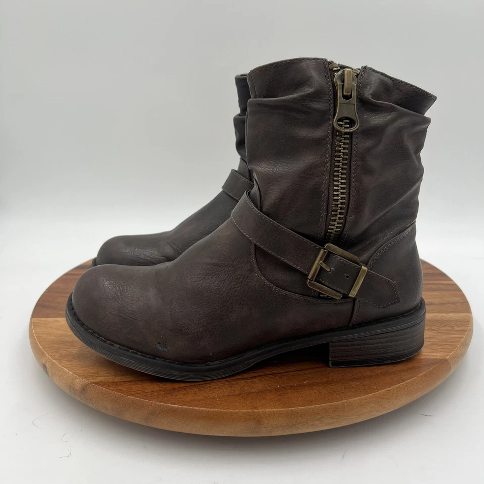 Botas Call It Spring para mujer talla 7,5 marrón imitación cuero/piel marrón doble cremallera  Foto 3 de 4