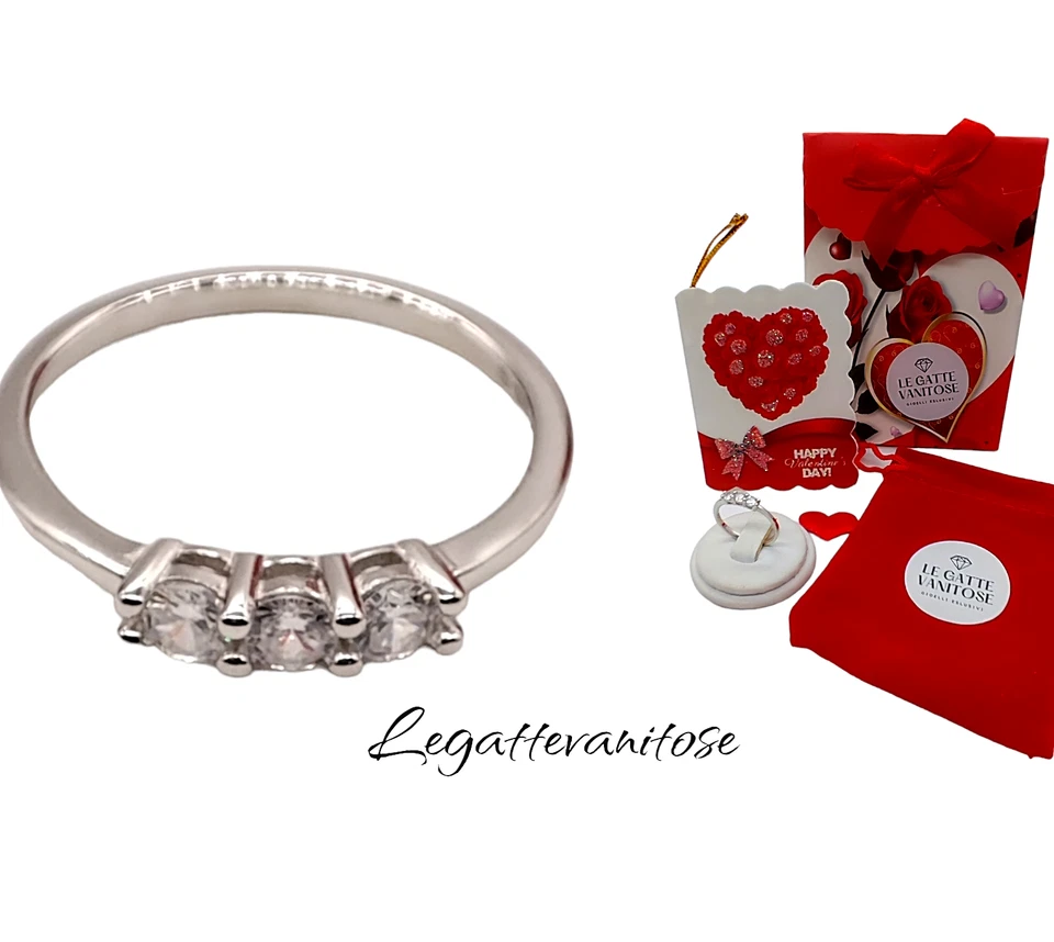 Anello donna TRILOGY in Argento 925 con zirconi brillante rodiato oro bianco . - Immagine 2 di 4