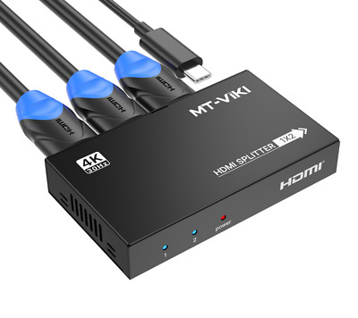 MT-VIKI 1 in 2 out HDMI 1.4 Splitter 4K@30Hz 2 Port Dual Monitor Display TV HDTV