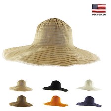 Lace Trim Wide Floppy Large Brim Sun Beach Packable Spring Summer Vacation Hat