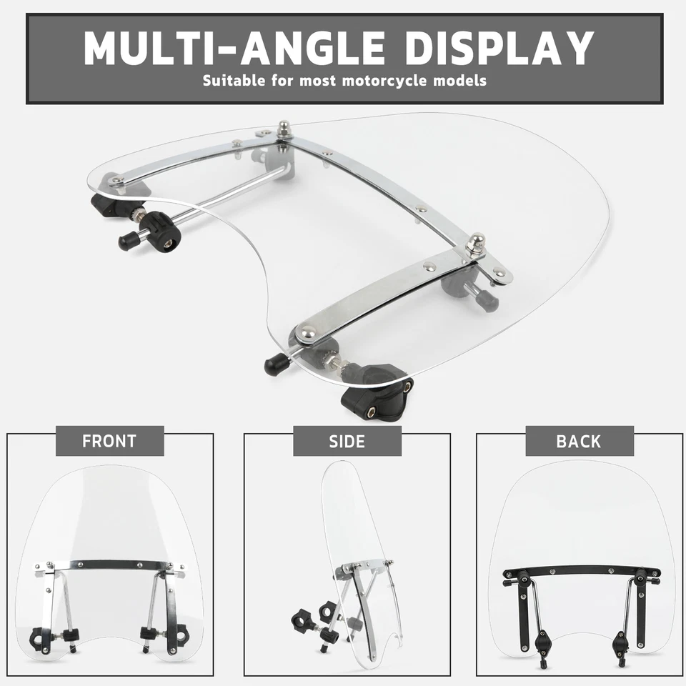 Deflector de parabrisas transparente 18"x16" para manillar Triumph Bonneville America 7/8" Foto 4 de 4