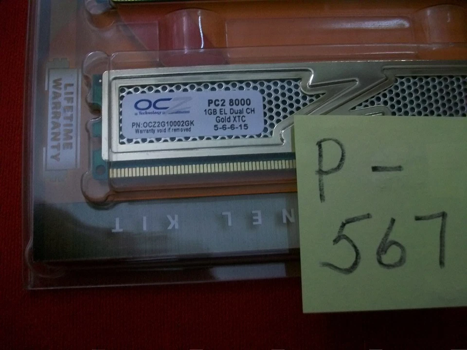 2-BRAND NEW OCZ TECHNOLOGY DDR2 DUAL CHANNEL KITS #PC2-8000 1GB EL GOLD XTC BNIP - Image 3 of 4