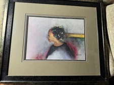 Patricia Hudimac "Female Portrait Scene" Watercolor Painting - Signed/Framed