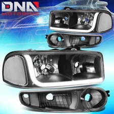 FOR 01-07 GMC SIERRA YUKON DENALI LED DRL HEADLIGHT BUMPER LAMPS BLACK/CLEAR