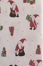 Santa Gnomes Delivering Presents Vinyl Flannel Back Tablecloth Var Sizes