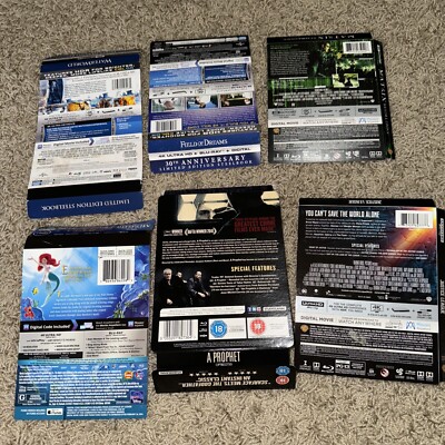 Set Of  7 Steelbook J-Cards Water World,little Mermaid,field Of Dreams,matrix Re