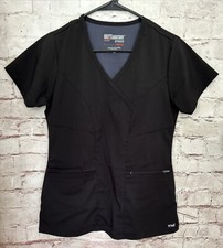Greys Anatomy Black Scrub Tops Nursing Medical Lot of 4 Womens XS SPANDEX SPX 
