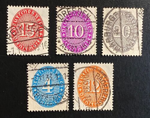 German Reich 1927-33 service mark Mi. 124, 125, 126, 127, 129 stamped/o - Picture 1 of 1