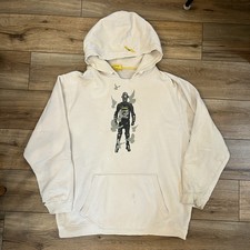 Felpa con cappuccio Y2K design analogico improbabile futuro bianco sporco Burton snowboard taglia XL