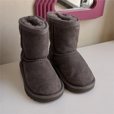 UGG Australia Girls Gray Suede Mid-Calf Bootie, Lined, Pull On, Size US 6