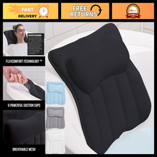 Luxury Bath Pillow with 6 Suction Cups, 4D Mesh Headrest for Neck Back Support