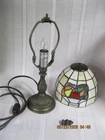Vintage Tiffany Style Mini Table Lamp-Stained Glass Motif Fruit Shade 13" Tall