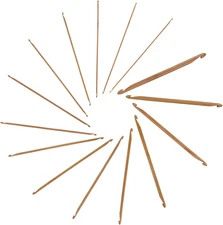 JubileeYarn Double Ended Bamboo Tunisian Crochet Hooks Set - Carbonized Brown -