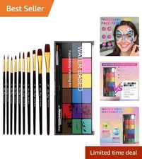 High Pigment 18-Color Face Paint Kit with Brushes - Perfect for Halloween Makeup