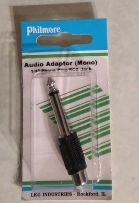 AUDIO ADAPTER (MONO) 1/4'' PHONE PLUG/RCA JACK PHILMORE  NO. 114 NEW IN PACKAGE