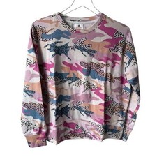 Sundry Abstract Camo Pullover Sweatshirt Pink Purple Blue size small/1 NWT