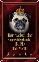 Blechschild 18X12 Cm Hier Wohnt Hund Der Welt Tier Haustier Deko Geschenk Metall