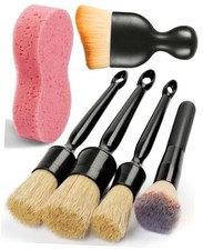 6PCS Car Detailing Brush Set, Ultra Soft Boars Hair Detail Brushes,