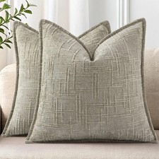 decorUhome Chenille Throw Pillow Covers 16x16 Set of 2, Thick Textured Slubby Ne