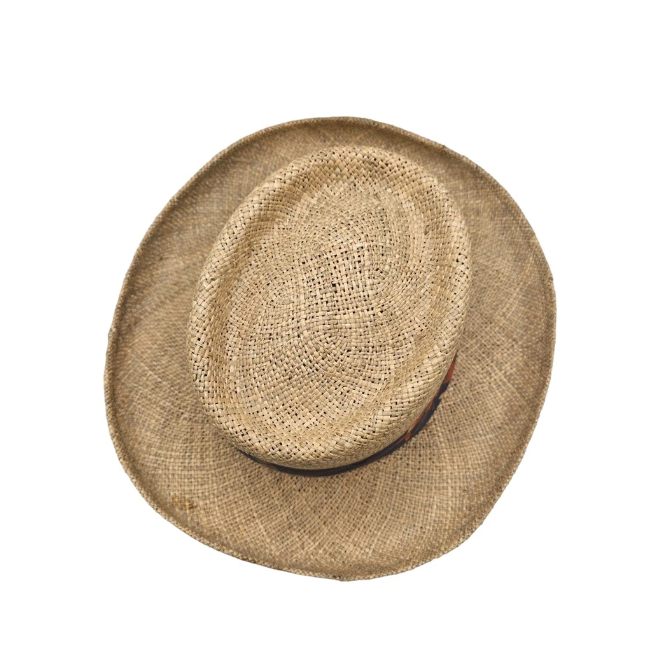 Sombrero Country Gentleman Tejido de Paja Panamá Ala Ancha Natural Bronceado Colorido Banda M Foto 2 de 4