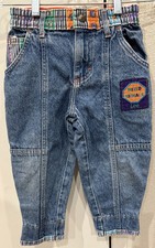 Vtg 80s 90s Lee Denim Jeans Mixed Signals Striped Union Made Baby 3T
