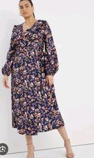 Little Mistress UK 8 Floral Wrap Midi Dress. New Long Sleeve V-Neck