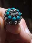 Vintage Mexican Sterling Silver 925 Turquoise Ring. Adjustable Size.