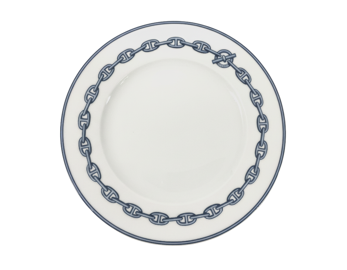 Hermes Chaine d'Ancre Blue Round Salad Plate 22 cm
