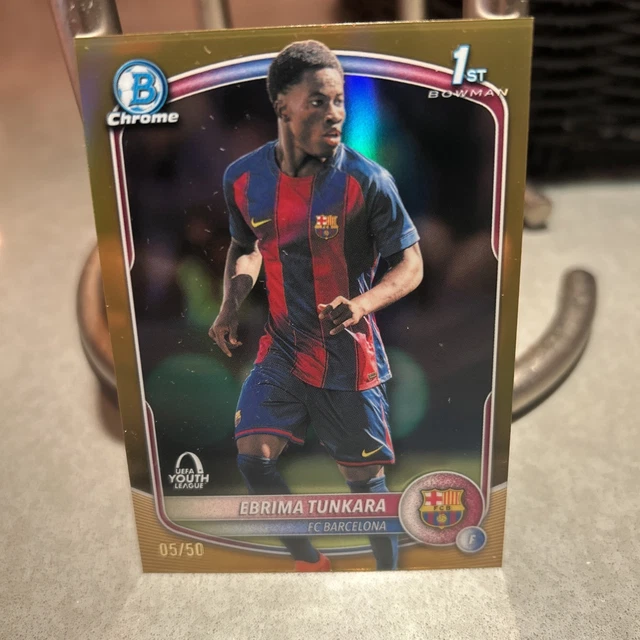 Ebrima Tunkara 2025-26 Topps Chrome UEFA UCC 1st Bowman Gold Refractor /50 SSP!!