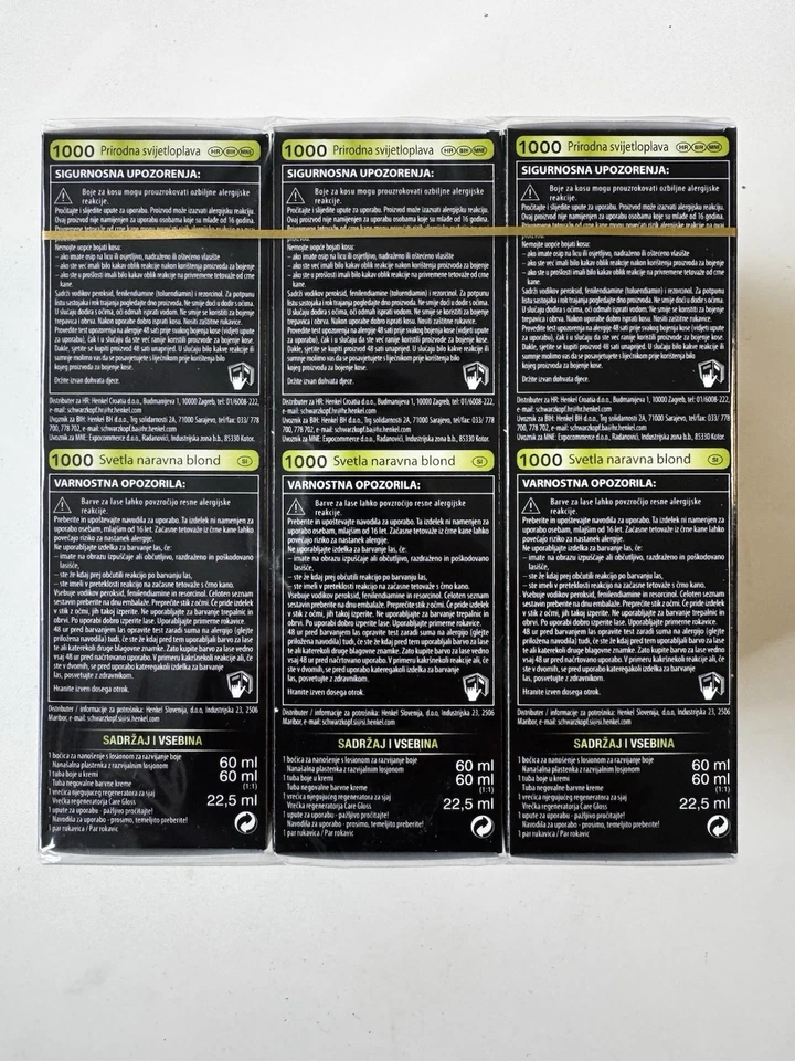 3er-Pack Schwarzkopf Nectra Color 1000 Light Natural Blond / Helles Naturblond - Bild 4 von 4