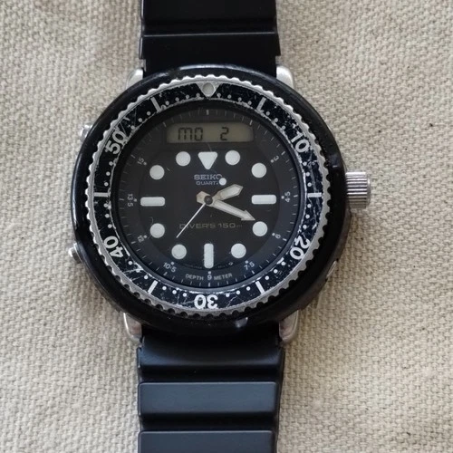 Vintage Seiko H558-5009 Quartz Diver 150m Analog Digital Chronograph Arnie 1985