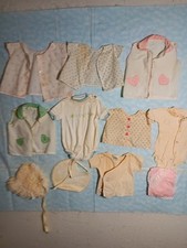 Lot Of Vintage NB - 3 Months Diaper Shirts Etc, Film Prop, Stained. Doll clothes