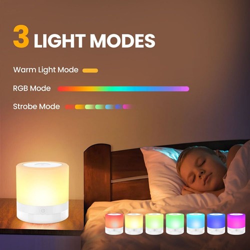 RGB Color Touch Light LED Bedroom USB Night Light Moon Lamp Night Light for Kids - Picture 19 of 21