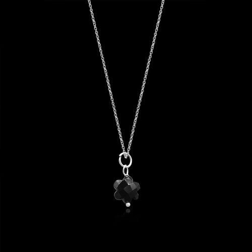 Collar de cadena de plata esterlina 925 con flor de ónix negro hecho a mano - Imagen 5 de 5
