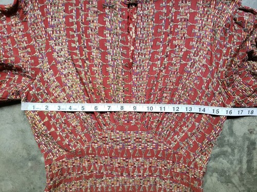 Vtg 1930s 40s Movie Star Wiggle Dress High Keyhole Neck Puff Sleeve Midi Rust XS - Picture 21 of 24