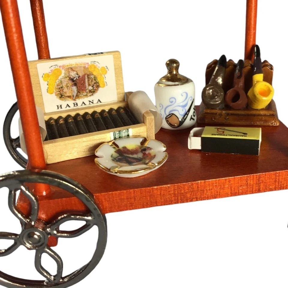 Reutter Porcelain Dollhouse Miniature Serving Cart Gentleman - Image 4 of 4