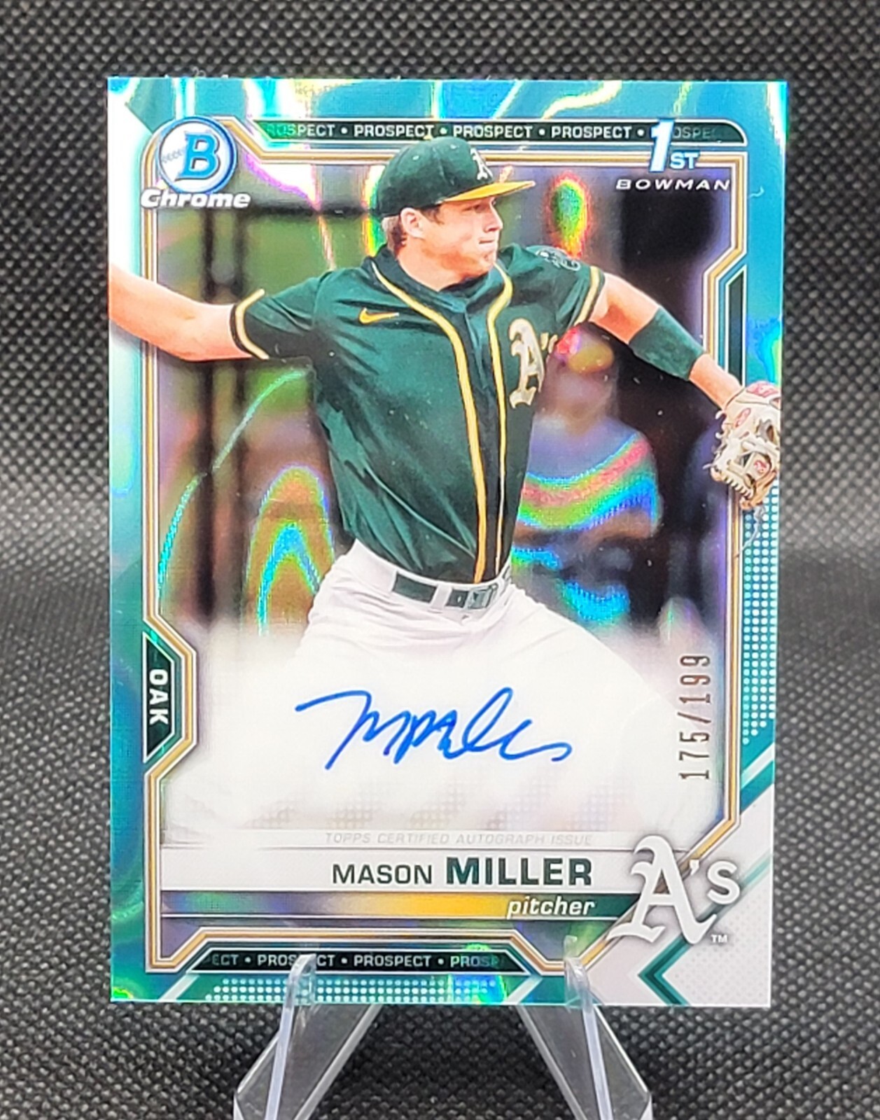 2021 Bowman Draft Chrome Mason Miller 1st Aqua Lava Refractor /199 Auto