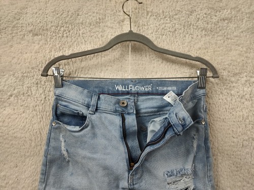 Wall Flower Girls Short 9 Blue Cotton Blend Distressed Regular Fit Roll Up Denim - Picture 16 of 20