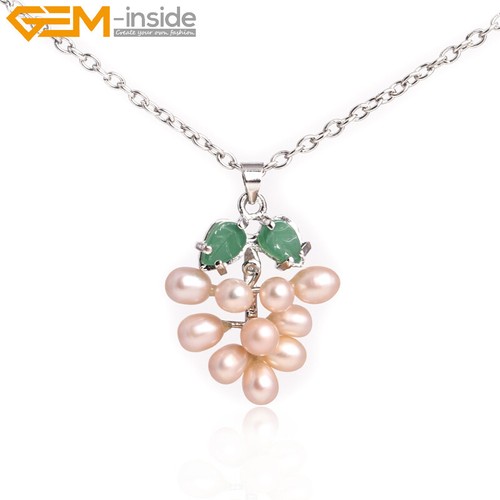 Freshwater Pearl Necklace White Gold Plated Pendant Natural For Jewelry Women - Picture 7 of 20