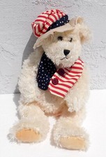 USA 14" Teddy Bear Plush 4th July Stars Stripes Vest Hat Red White Blue America