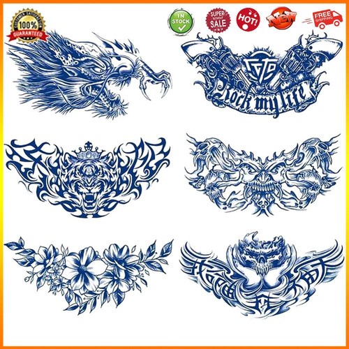  6Pcs Animals Body Tattoo Stickers Juice Ink Body Marker Tattoos for