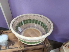 Bowl Basket featuring Green Leather and Rawhide - Large or Medium