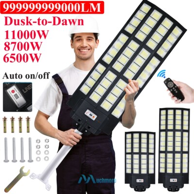 Commercial Solar Street LED Flood Light Outdoor Dusk-Dawn Parking Lot Road Lamp
