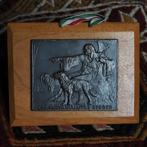 Antique Statue Medal Shepherd Dog Pedigree Tyke Puli Hungary Szeged Pipe Plaque