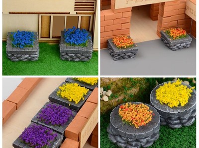 2PC DIY Flower Bed Landscape HO/OO Scale Miniatures Garde Street Scene Model
