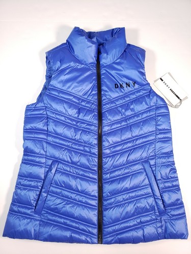 Blue Fleece-Collar Vest Outerwear Size 