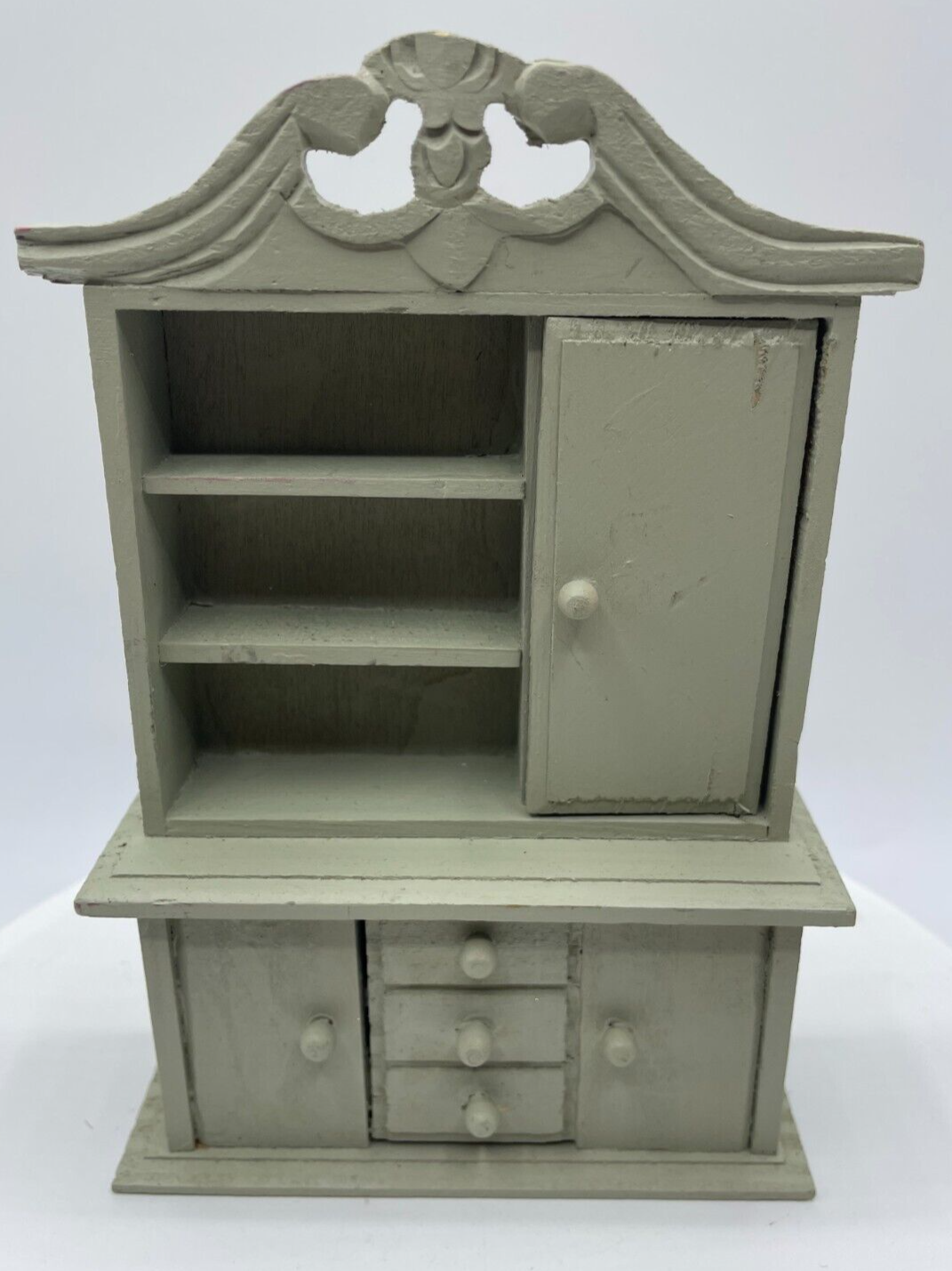 Dollhouse Miniature Victorian Hutch Cabinet Shelf Shabby Chic Furniture-image