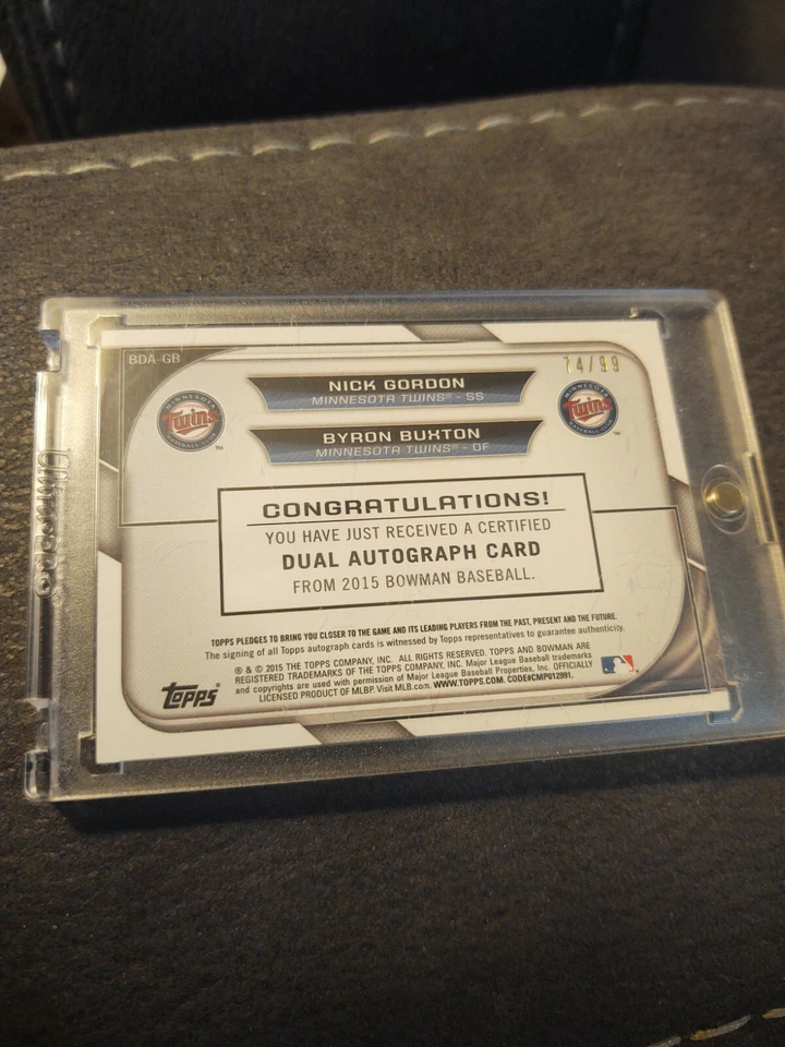 Nick Gordon Byron Buxton 2015 Bowman Dual Auto TWINS Foto 2 de 2